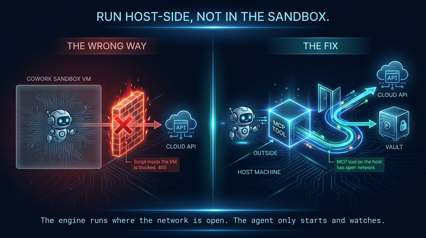 Links geblokkeerd in de sandbox, rechts de oplossing via een koppeling op de gastheer