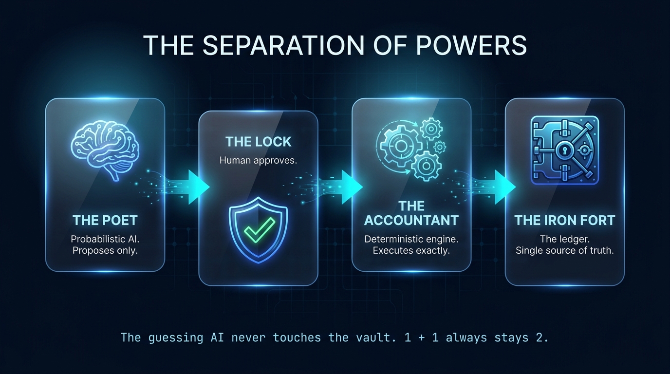 Vier stappen: The Poet, The Lock, The Accountant, The Iron Fort